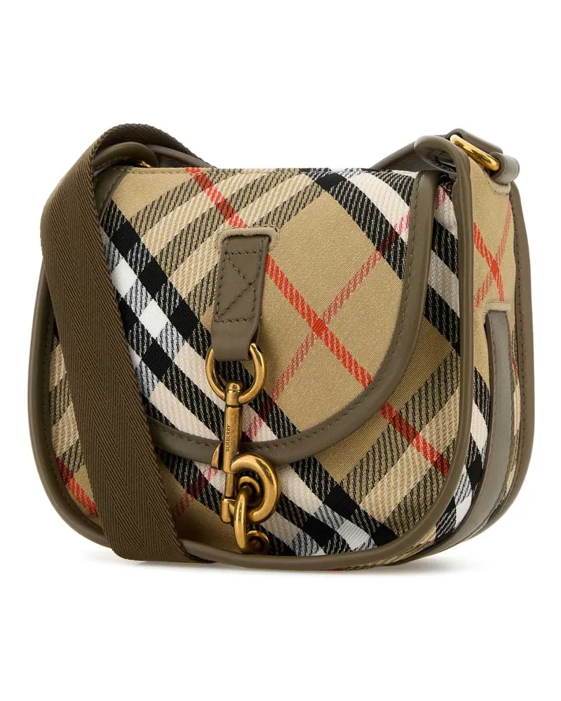 Burberry Women's Embroidered Canvas Mini Messenger B Clip Crossbody Bag Sand Polyester Cotton Borse A Tracolla Beige