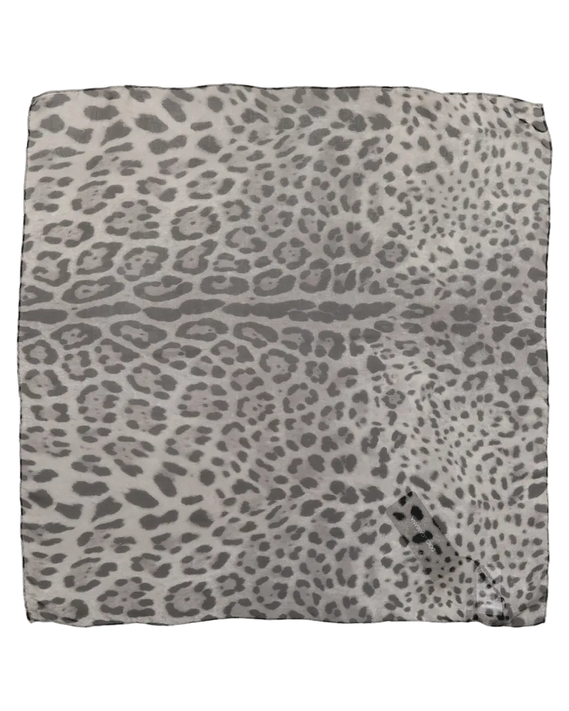Dolce & Gabbana Leopard Print Silk Scarf — Gray Gray
