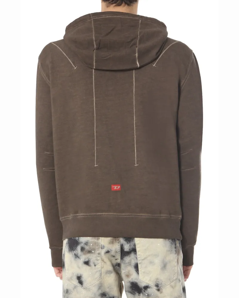 Diesel Hooded Cotton Sweatshirt — Brown Brown