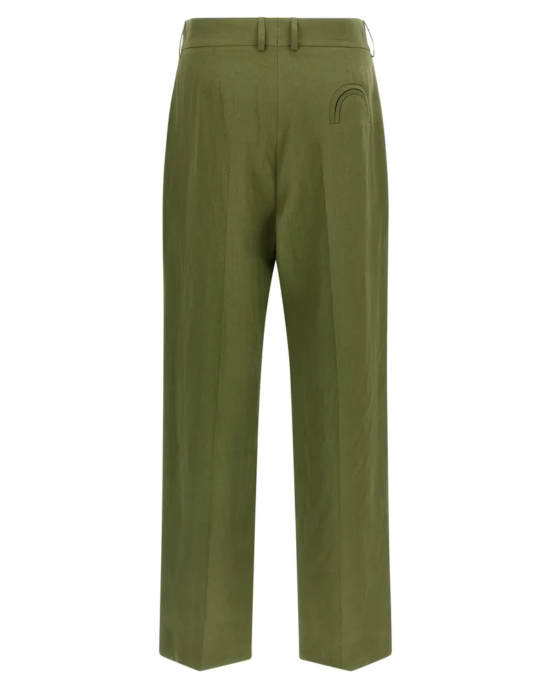 Blazé Milano Women's Bicolor Linen Casual Pants Green