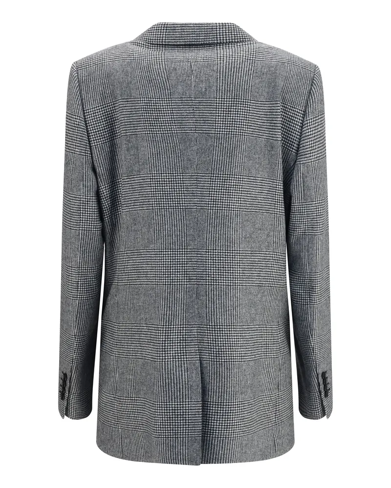 Dolce & Gabbana Women's Prince Of Wales Single Breasted Blazer Quadri-Check-Tartan Jacket Gray