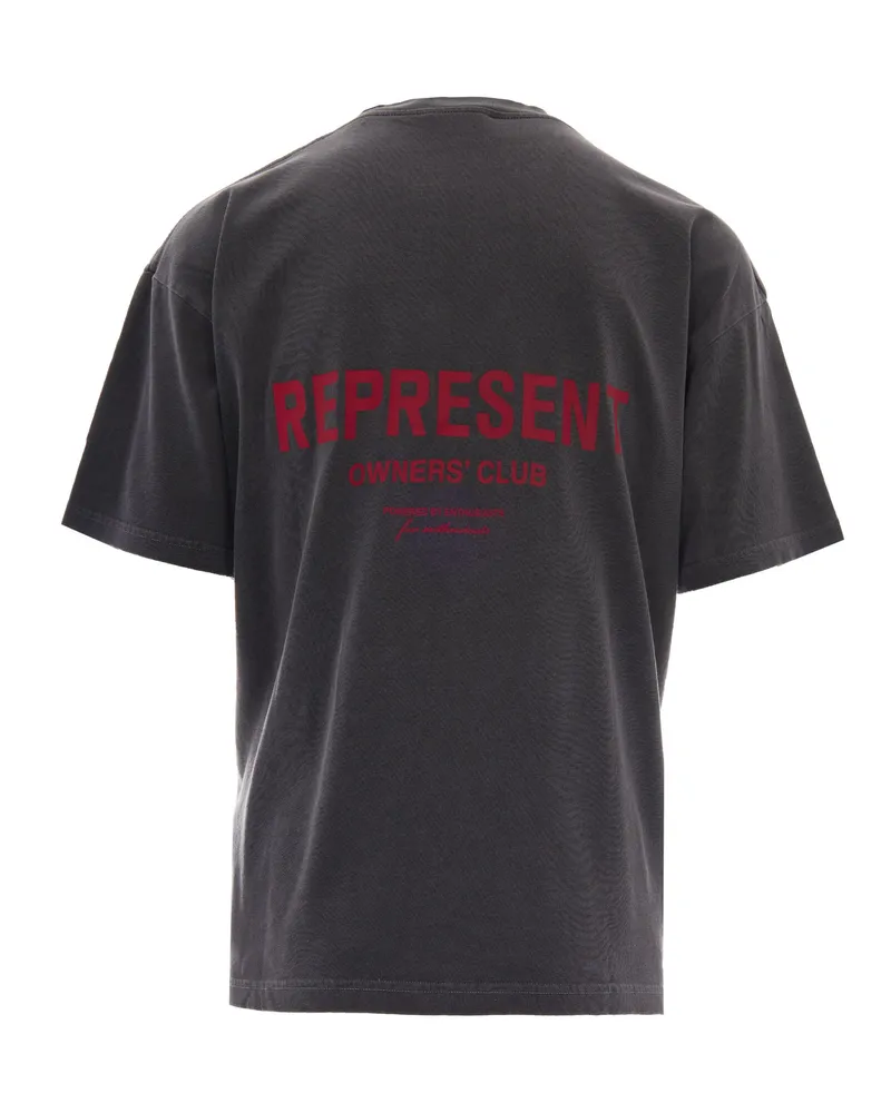 REPRESENT Men's T-Shirt Owners Club Washed Black Cotton T-Shirts And Polos Black