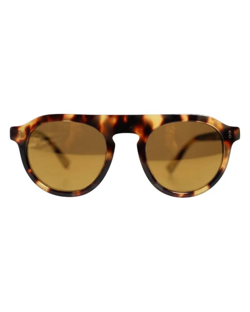 Dolce & Gabbana Women's Gla1350 Leopard Print Acetate Round Sunglasses Brown Brown