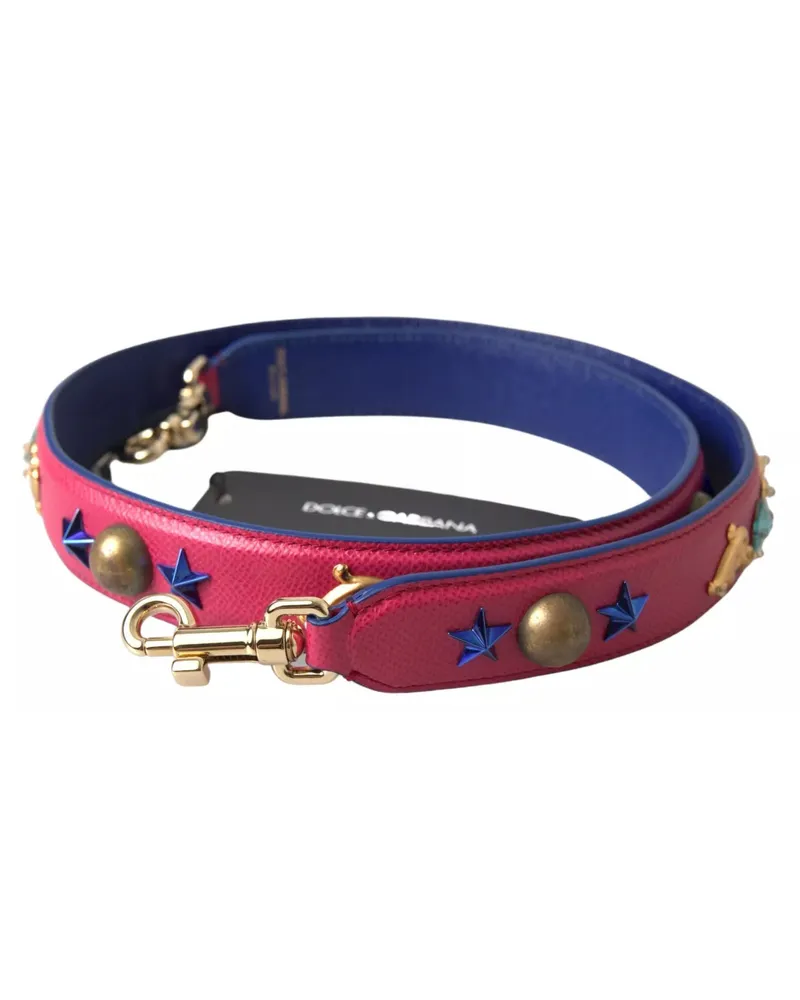 Dolce & Gabbana Women's Pink Exotic Leather Studded Shoulder Strap Red Accessory Pink
