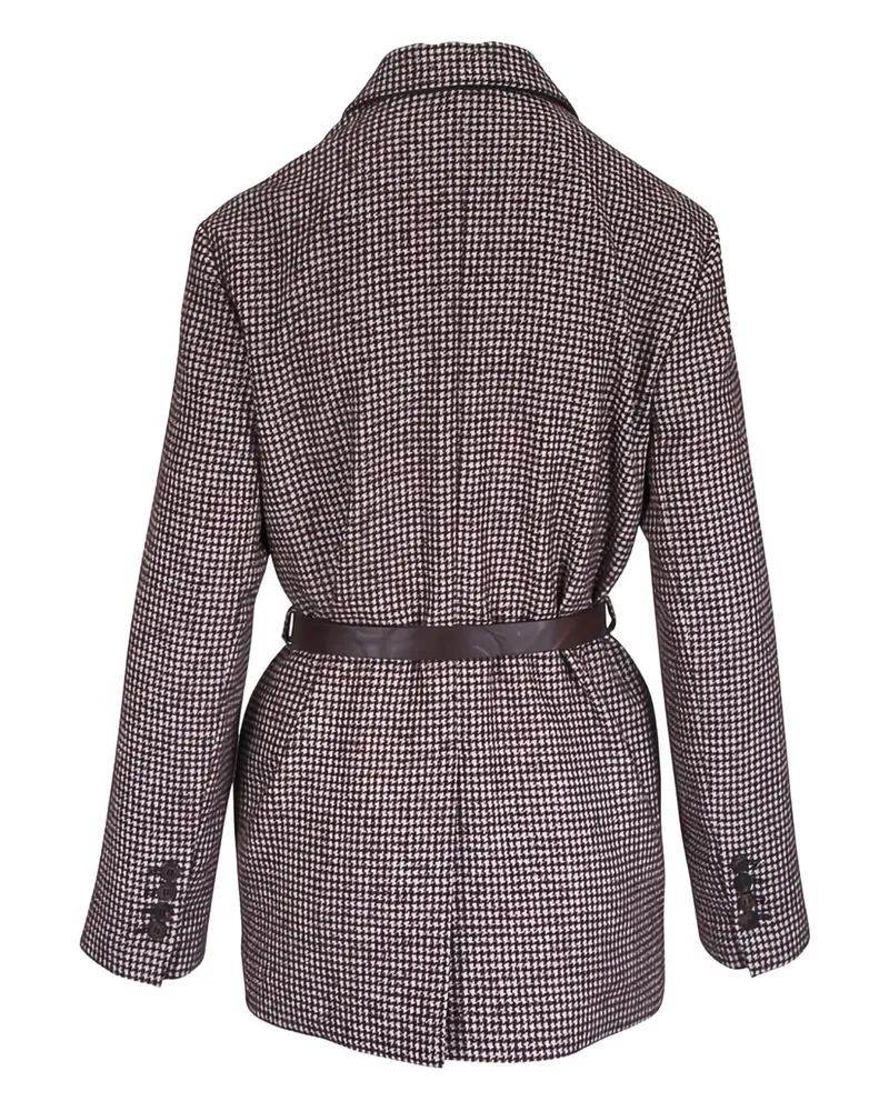Brunello Cucinelli Women's Houndstooth Belted Blazer Aw25 W Brown