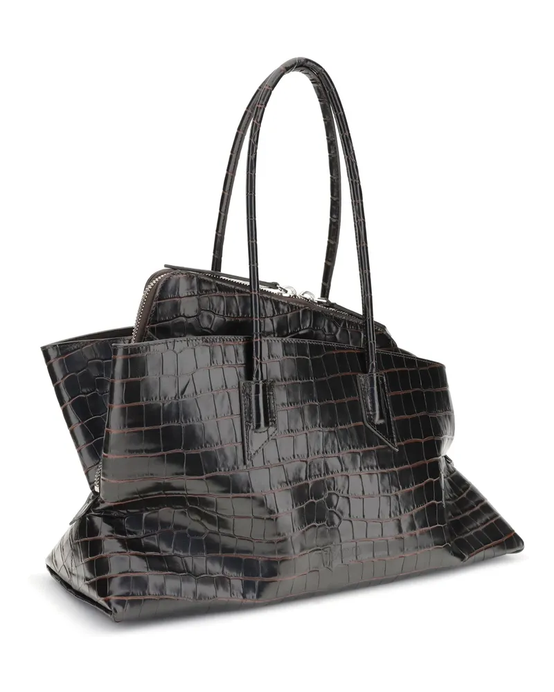 ATTICO Women's La Passeggiata Medium Shoulder Bag 207 Calf Leather Bos Taurus Black
