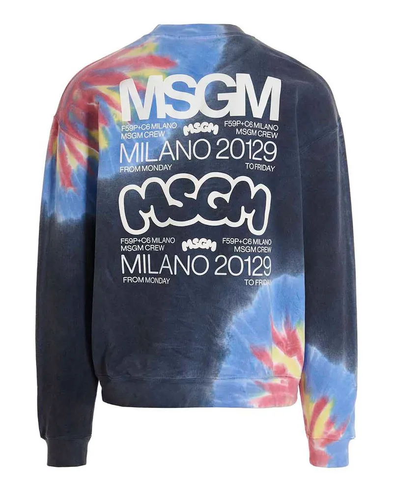 MSGM Logo Print Tie Dye Sweatshirt — Navy Navy