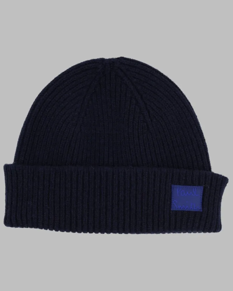 Paul Smith M1A-383MK-T719_47A Ribbed Cashmere-Merino Beanie — Blue Blue