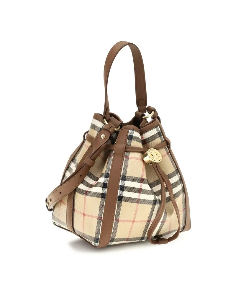 Burberry Women's Beige Calf Leather Bos Taurus Backet Bag Beige