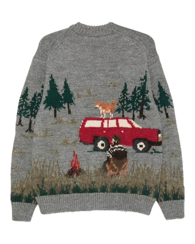 Junya Watanabe Forest Intarsia Knit Cardigan — Grey Grey