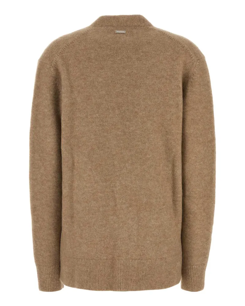 Ferragamo Women's Camel Stretch Alpaca Blend Oversize Cardigan Nude Maglieria Sweater Beige