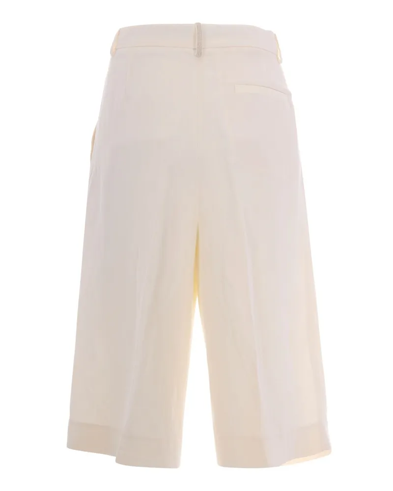 Fabiana Filippi Women's Bermuda Shorts Viscose-Linen Butter Trousers Beige