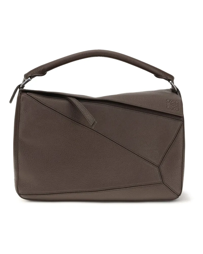 Loewe Men's Shoulder Bag Large Puzzle Chocolate Calfskin Calf Leather Brown