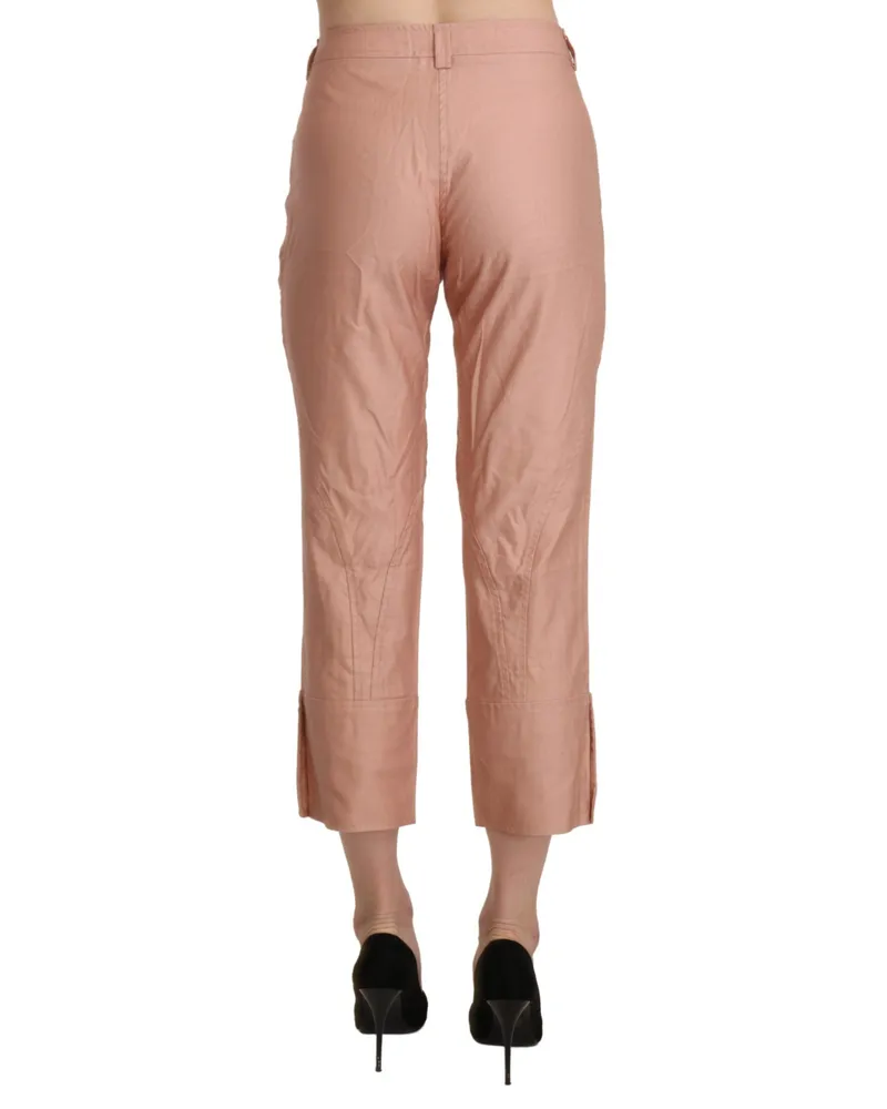Ermanno Scervino Women's Cotton Pink High Waist Cropped Trouser Pants Pink