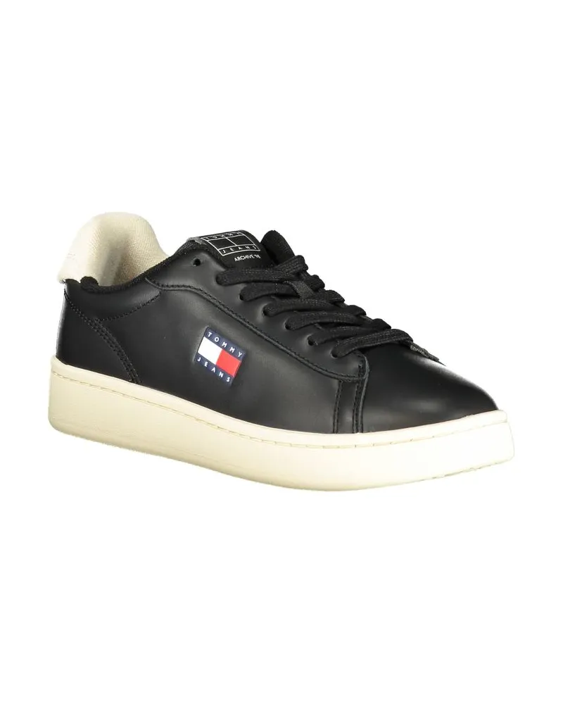 Tommy Hilfiger Leather and Polyurethane Sneaker — Black Black