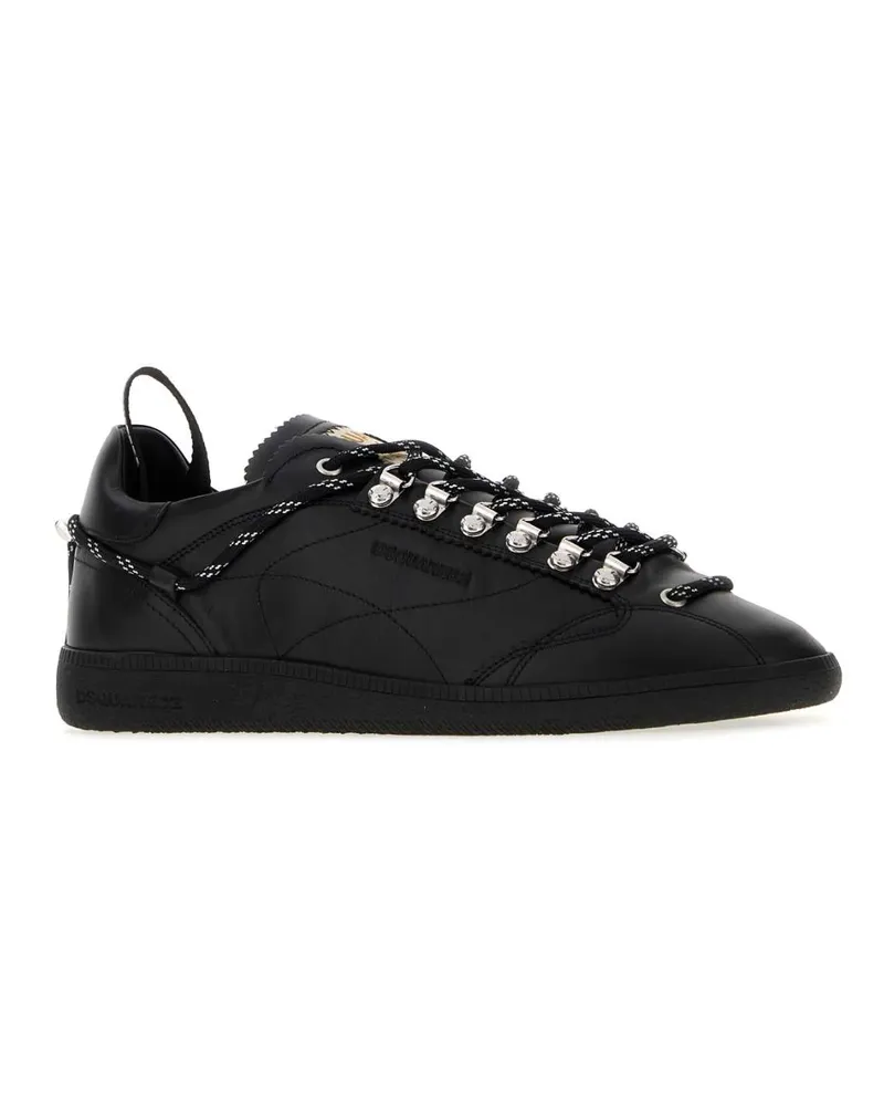 Dsquared2 Men's Black Nappa Leather  Rebels Sneakers Nero Black