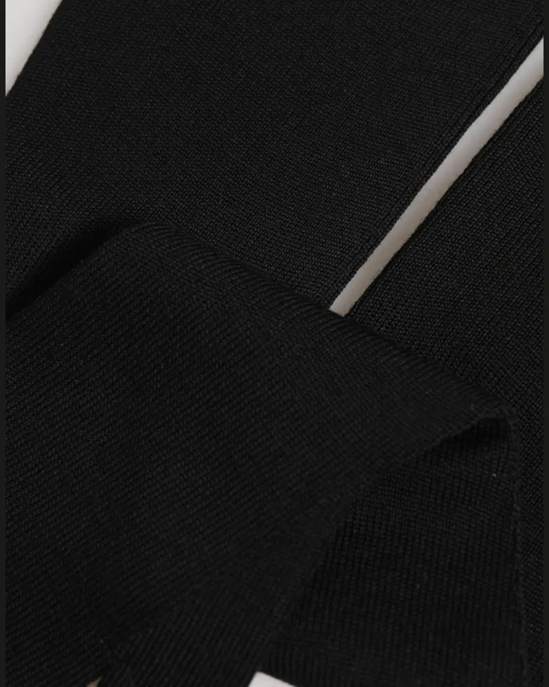 Dolce & Gabbana Black Virgin Wool Knitted Fingerless Men Gloves Black