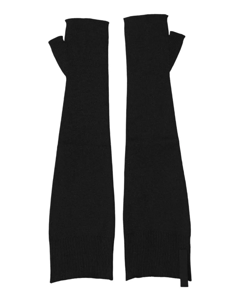 Dolce & Gabbana Black Virgin Wool Knitted Fingerless Men Gloves Black