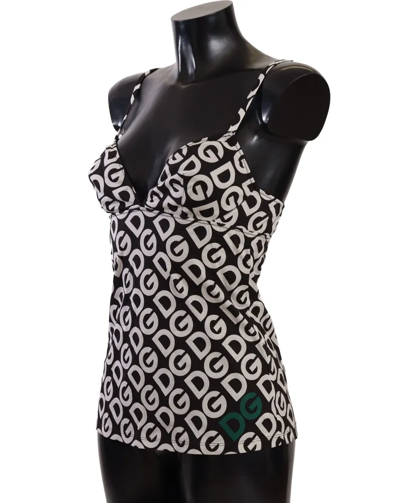 Dolce & Gabbana Women's Black White Logo Print Camisole Top Underwear Black-White Cotton Black/white Black
