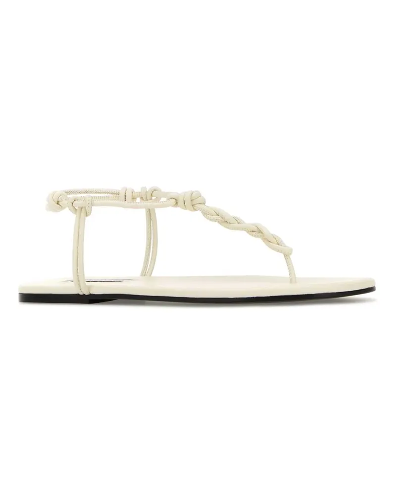Jil Sander Women's White Leather Tangle Sandals Eggshell Sandali White