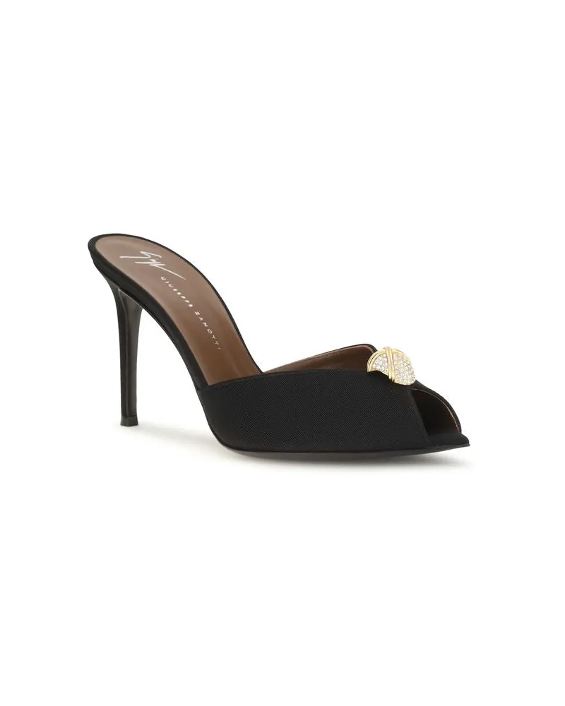 Giuseppe Zanotti Women's Black Calf Leather Bos Taurus Stiletto Heel Sandals Black