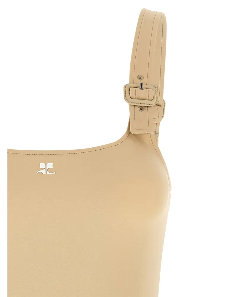 Courrèges Cut-Out Bodysuit — Beige Beige