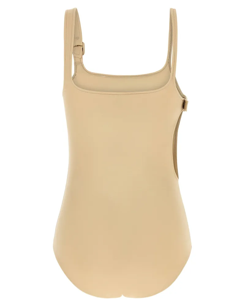 Courrèges Cut-Out Bodysuit — Beige Beige
