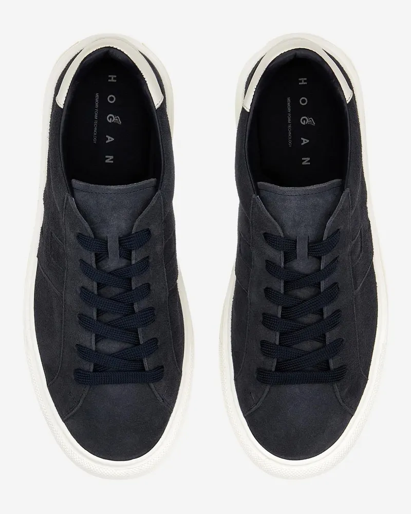 Hogan Men's Sneakers Rebel Blue Leather Navy And Rubber Trainers 