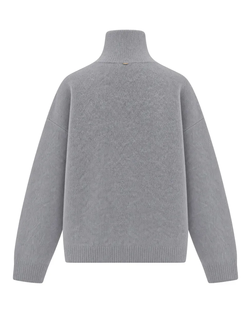 Liu Jo Brushed Knit Turtleneck Sweater — Grey Grey