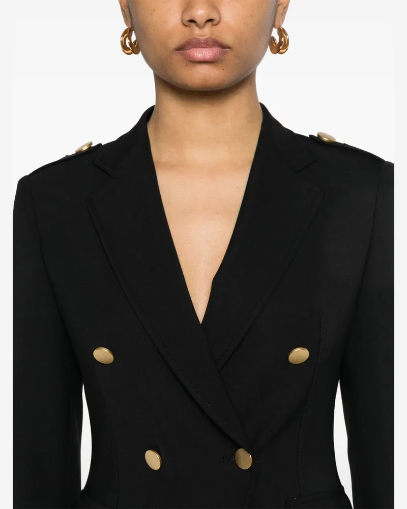Tagliatore Double-Breasted Wool Blazer — Black Black