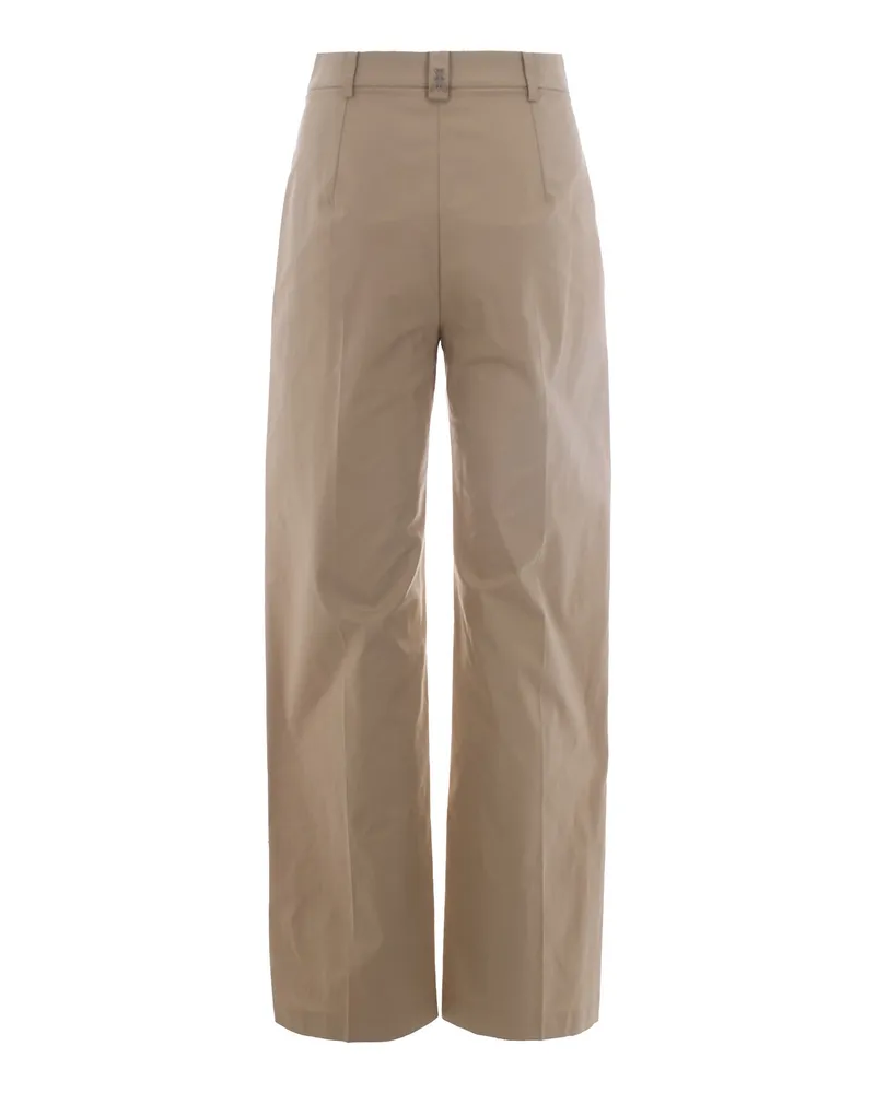Patrizia Pepe Women's Wide-Leg Trousers Sand Beige Cotton Beige