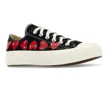 Comme Des Garcons Play Heart-Embroidered Canvas Sneaker — Black