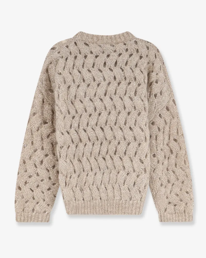 Brunello Cucinelli Women's Sweater With Micro Sequins — Beige Mohair Beige