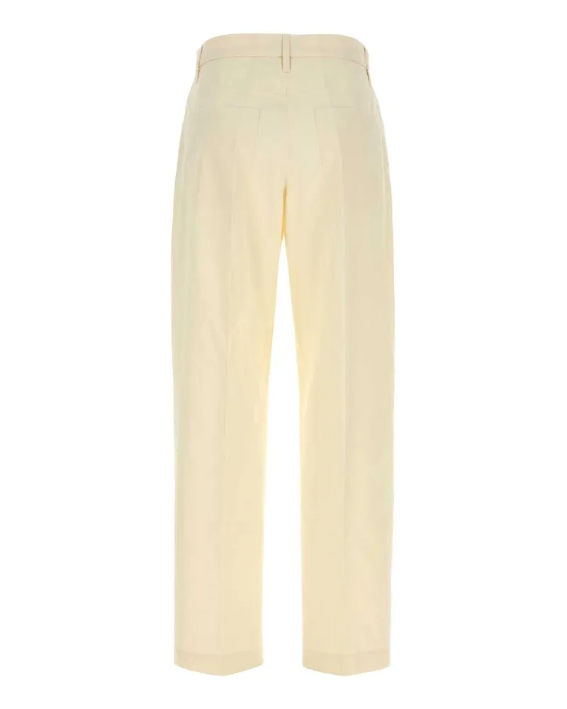 Jil Sander Women's Ivory Cotton Pant Chalk Pantaloni Beige