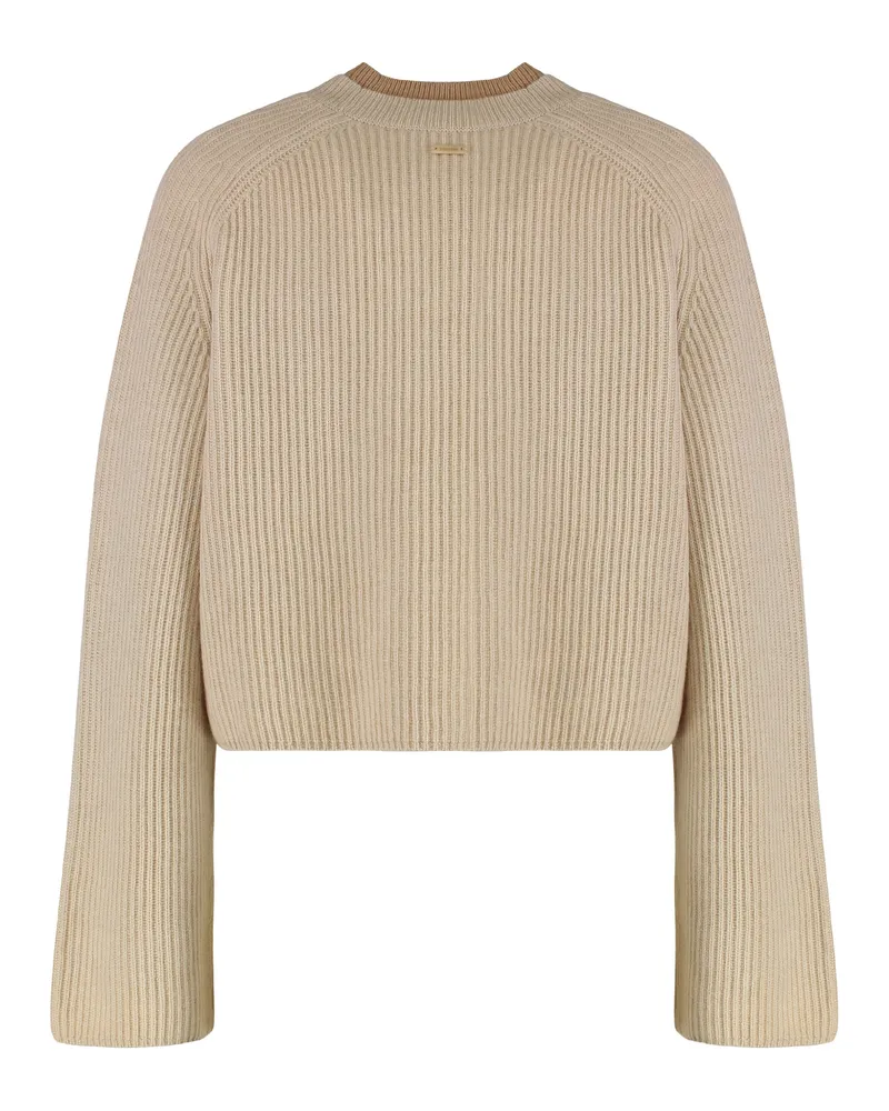 Max Mara Ribbed Knit Wool-Cashmere Sweater — Beige Beige
