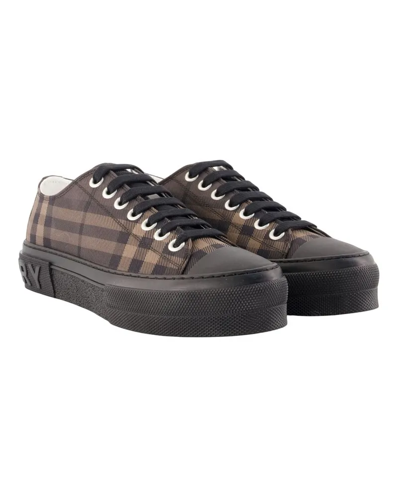 Burberry Check Canvas Low-Top Sneaker — Brown 