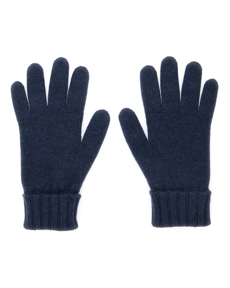 Gucci Women's Blue Cashmere Gloves With Gg Logo Hat Navy