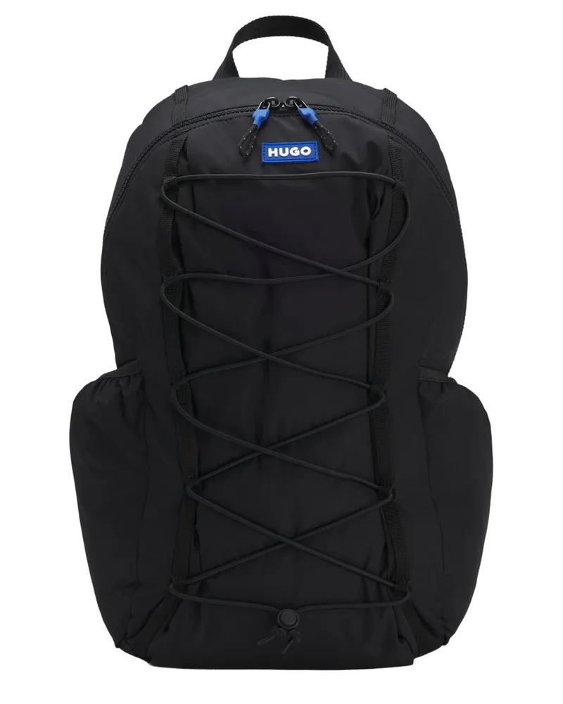 HUGO BOSS Men's Backpack With Logo Patch Black Recycled Polyester Backpacks Black