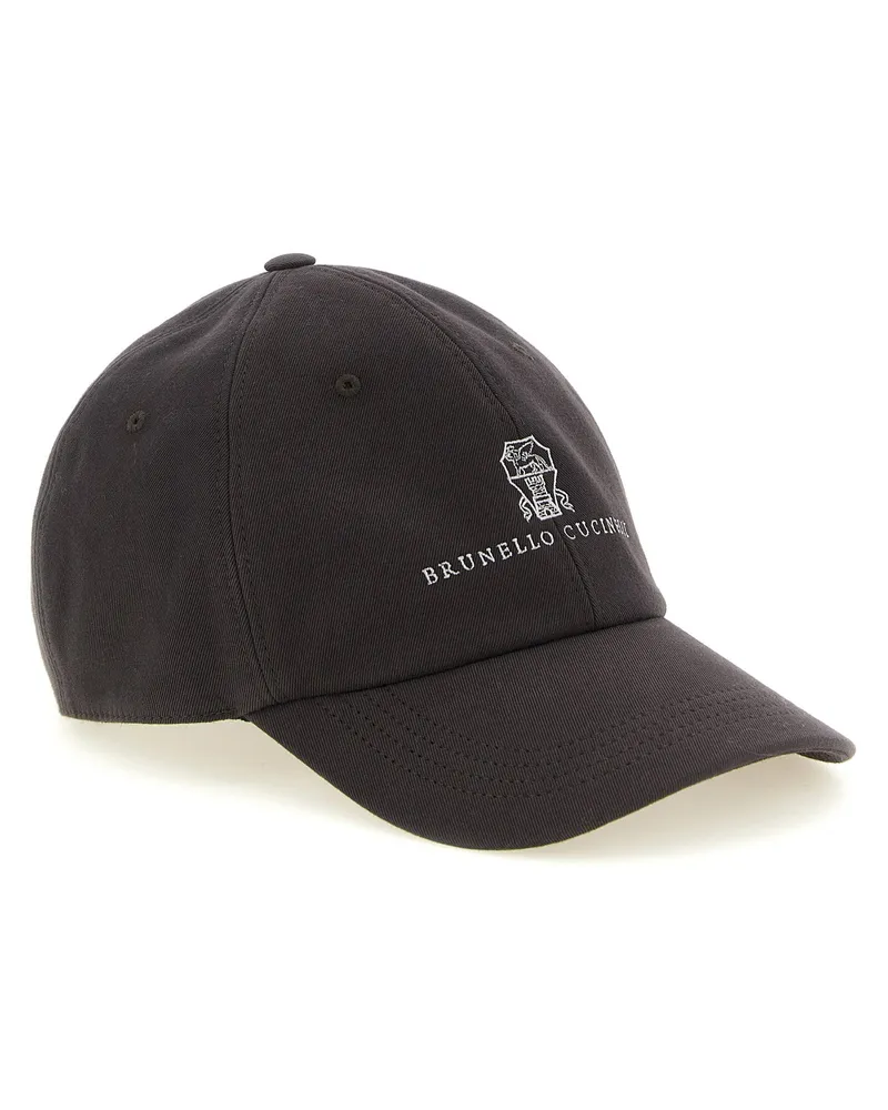 Brunello Cucinelli Logo-Embroidered Cotton Baseball Cap — Gray Gray