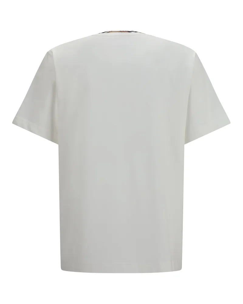 Burberry Men Cotton T-Shirt With Check Trims Chalk T-Shirts And Polos White