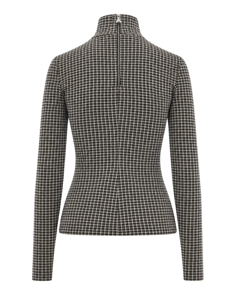 Patrizia Pepe Pied-de-Poule Roll Neck Sweater — Gray Gray