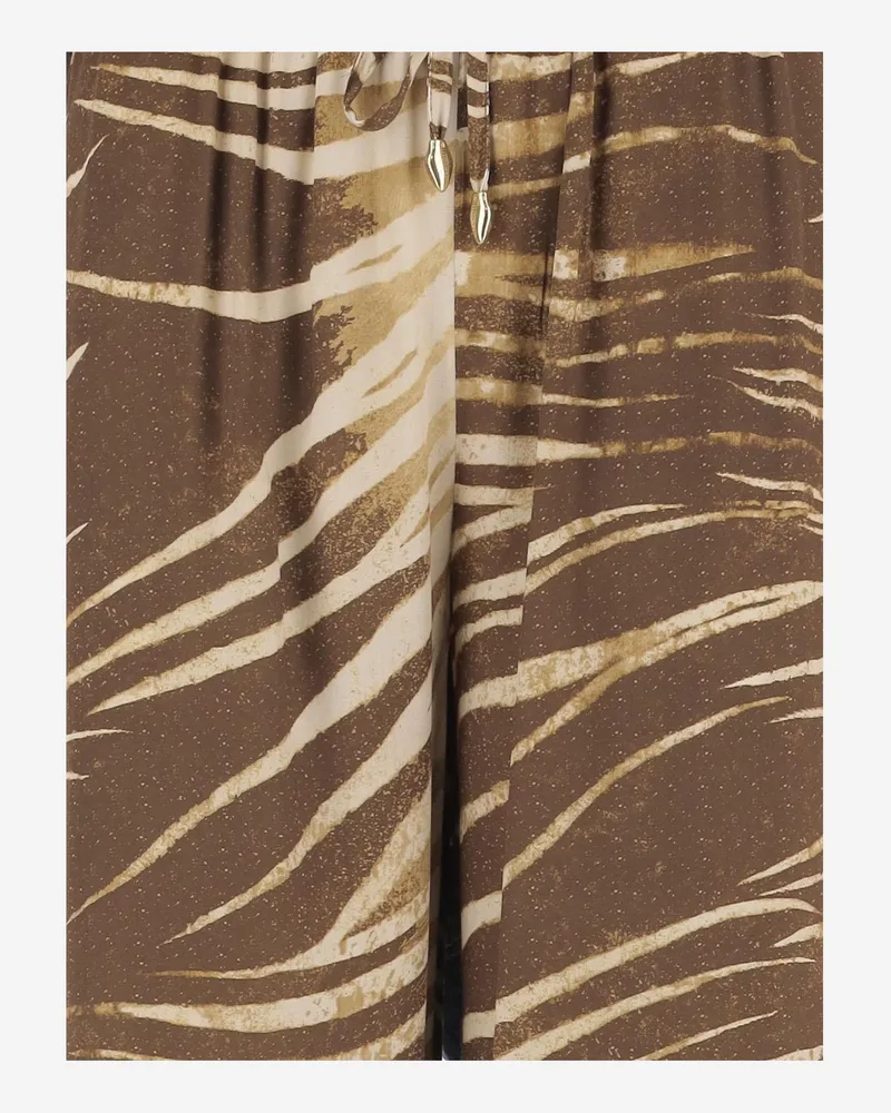 Just Cavalli Women's Viscose Trousers With Brushstroke Print Brown