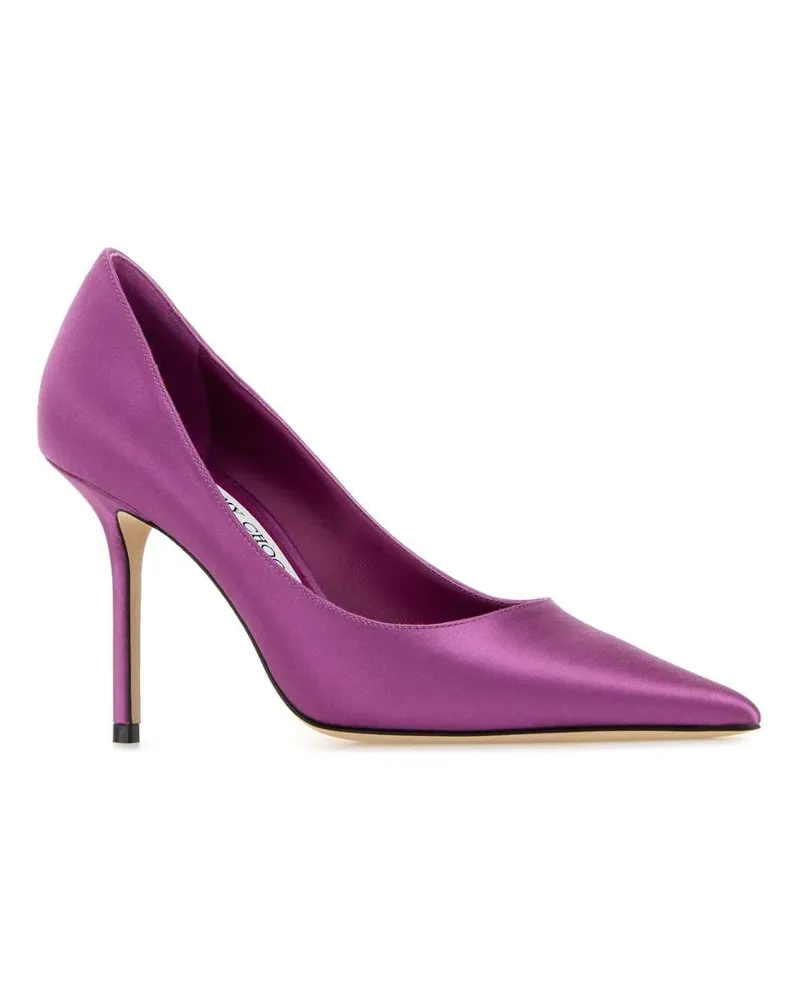 Jimmy Choo Women's Purple Satin Love Pumps Violetorchid Leather Salpa Plastic Metal Scarpe Con Tacco Purple