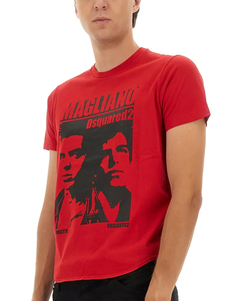 Dsquared2 Print Cotton T-Shirt — Red Red