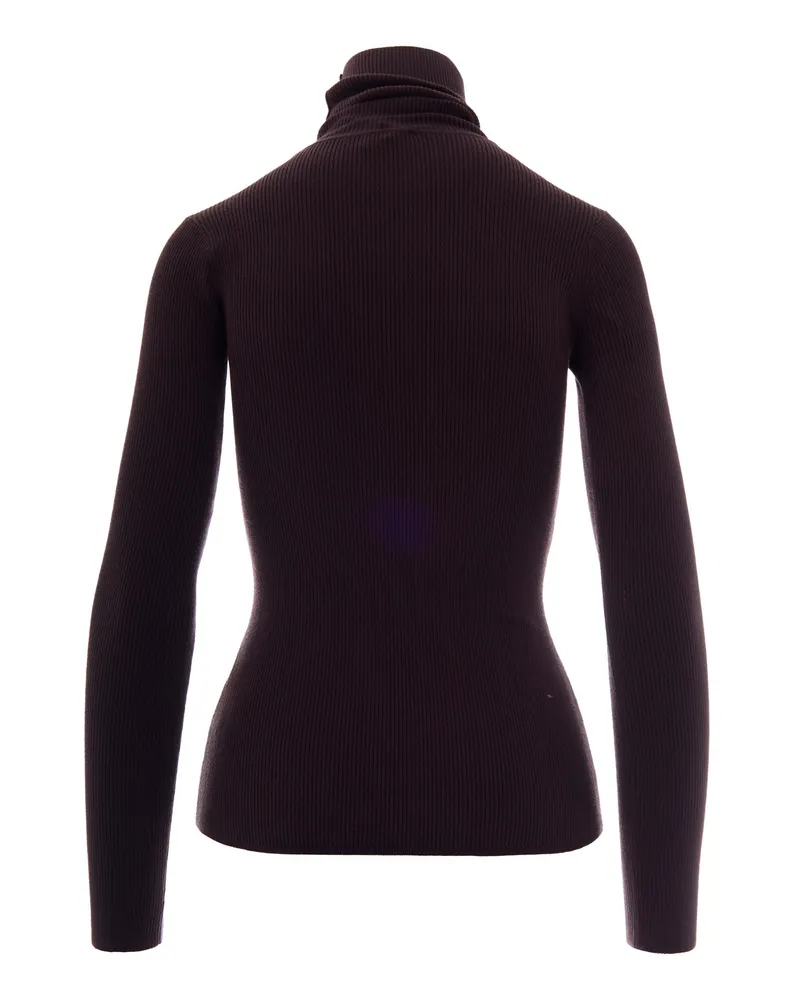 Elisabetta Franchi Women's Turtleneck Sweater Dark Chocolate Lyocell Jumpers Brown