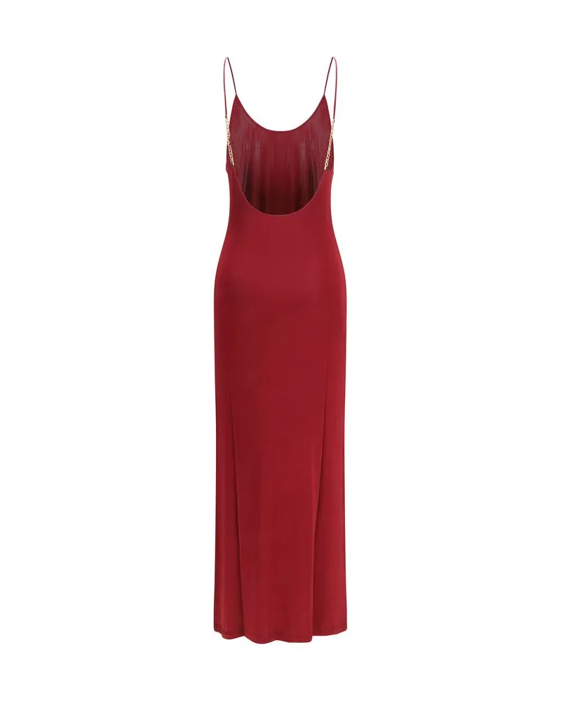 Saint Laurent Backless Knit Maxi Dress — Red Red