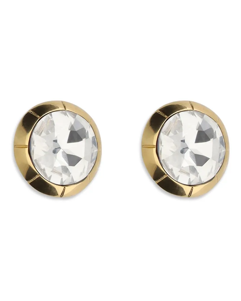 Alessandra Rich Crystal-Embellished Round Earrings — Gold Gold
