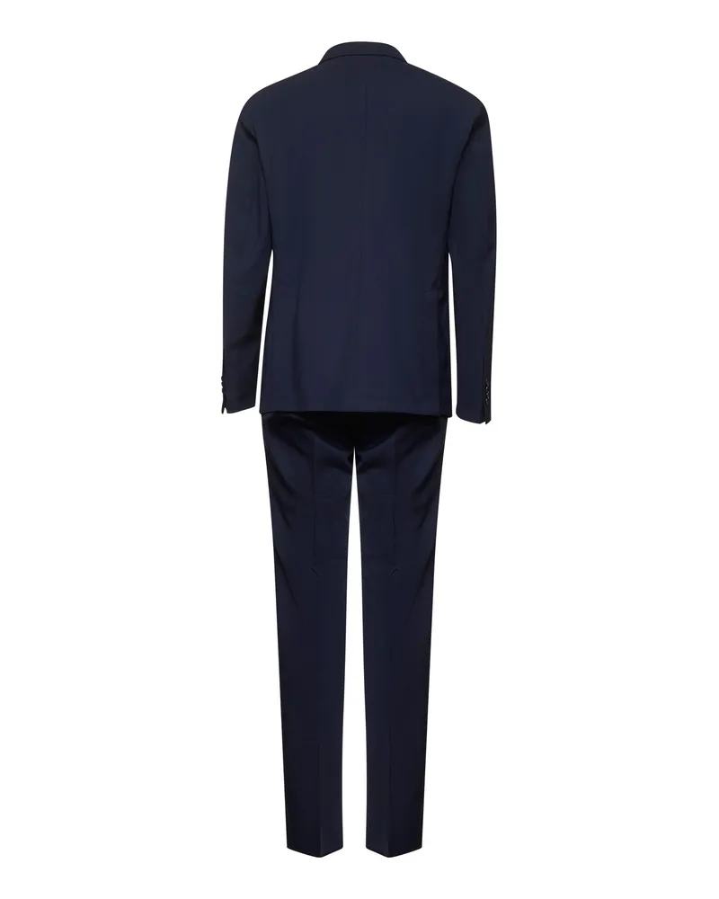 Tagliatore Men's Blue Stretch Wool Single-Breasted Suit Virgin Suits Navy
