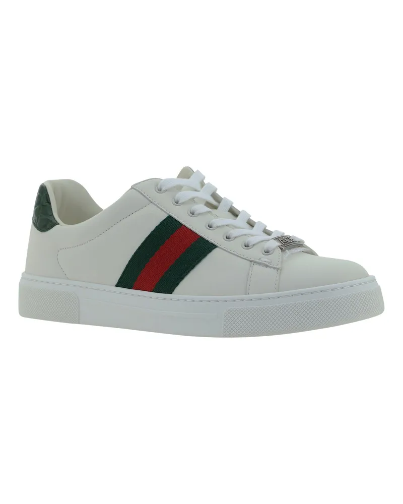 Gucci Women's Leather Sneakers Gr.whi-Vrv-Green Ace Gr.whi/vrv/green Gr.whi