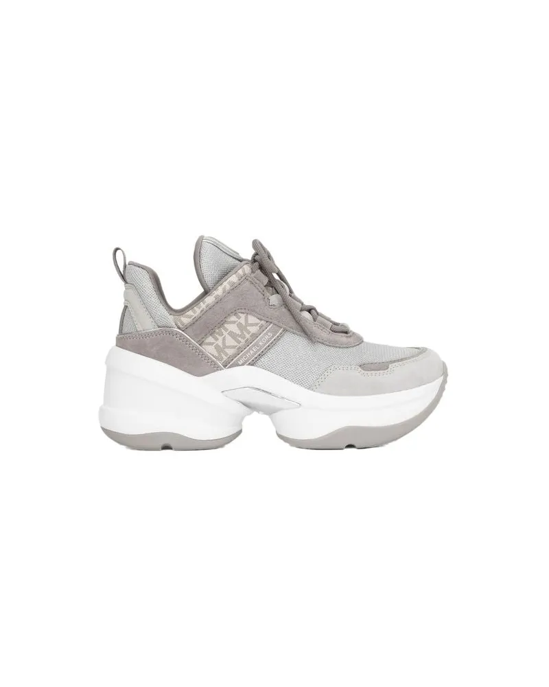 Michael Kors Women's Sneakers Silver Leather And Suede Blend Footwear - Sports Silver
